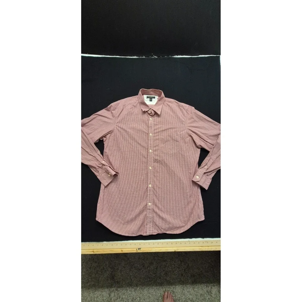Banana Republic Classic Fit men‎ red/white checker long sleeve dress shirt sz XL